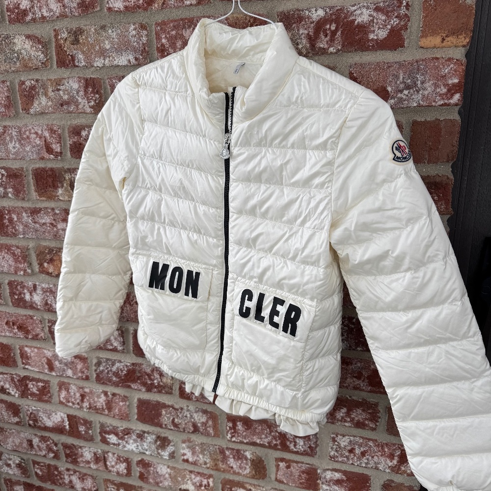 Moncler white down coat